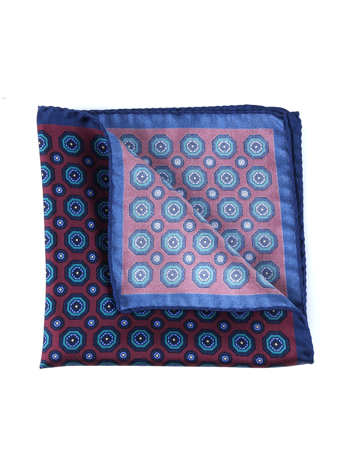 NINETTA Printed Silk Burgundy Pocket Square