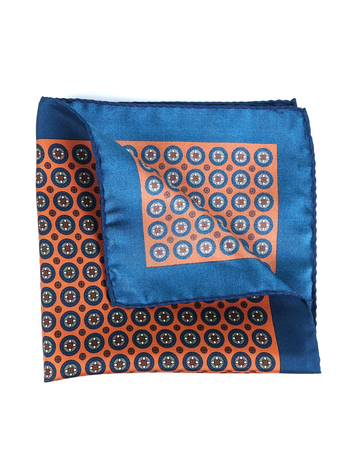 RAFFY Printed Silk Orange Pocket Square