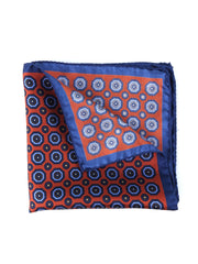 NINETTA Orange Printed Silk Pocket Square