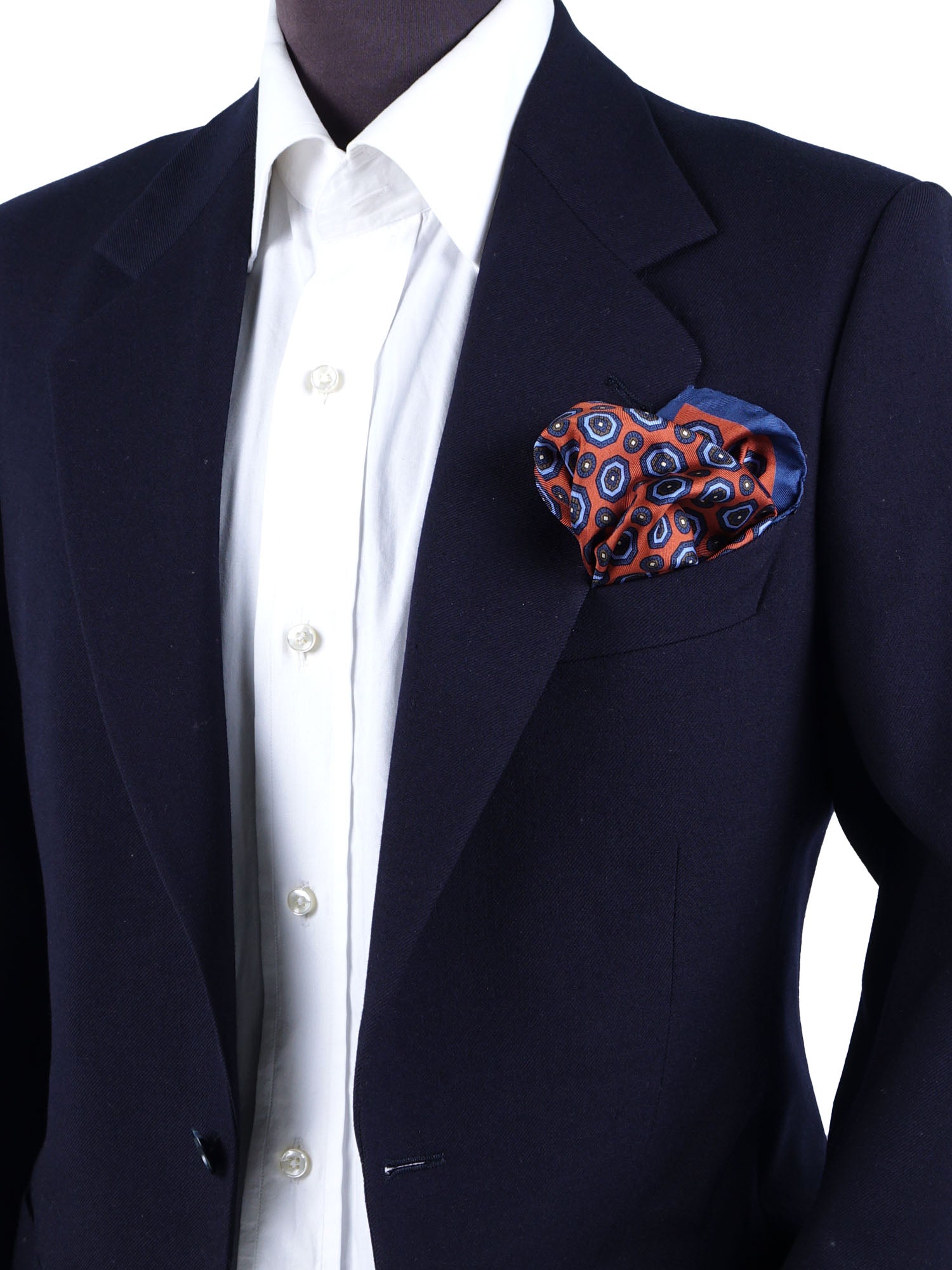 NINETTA Orange Printed Silk Pocket Square