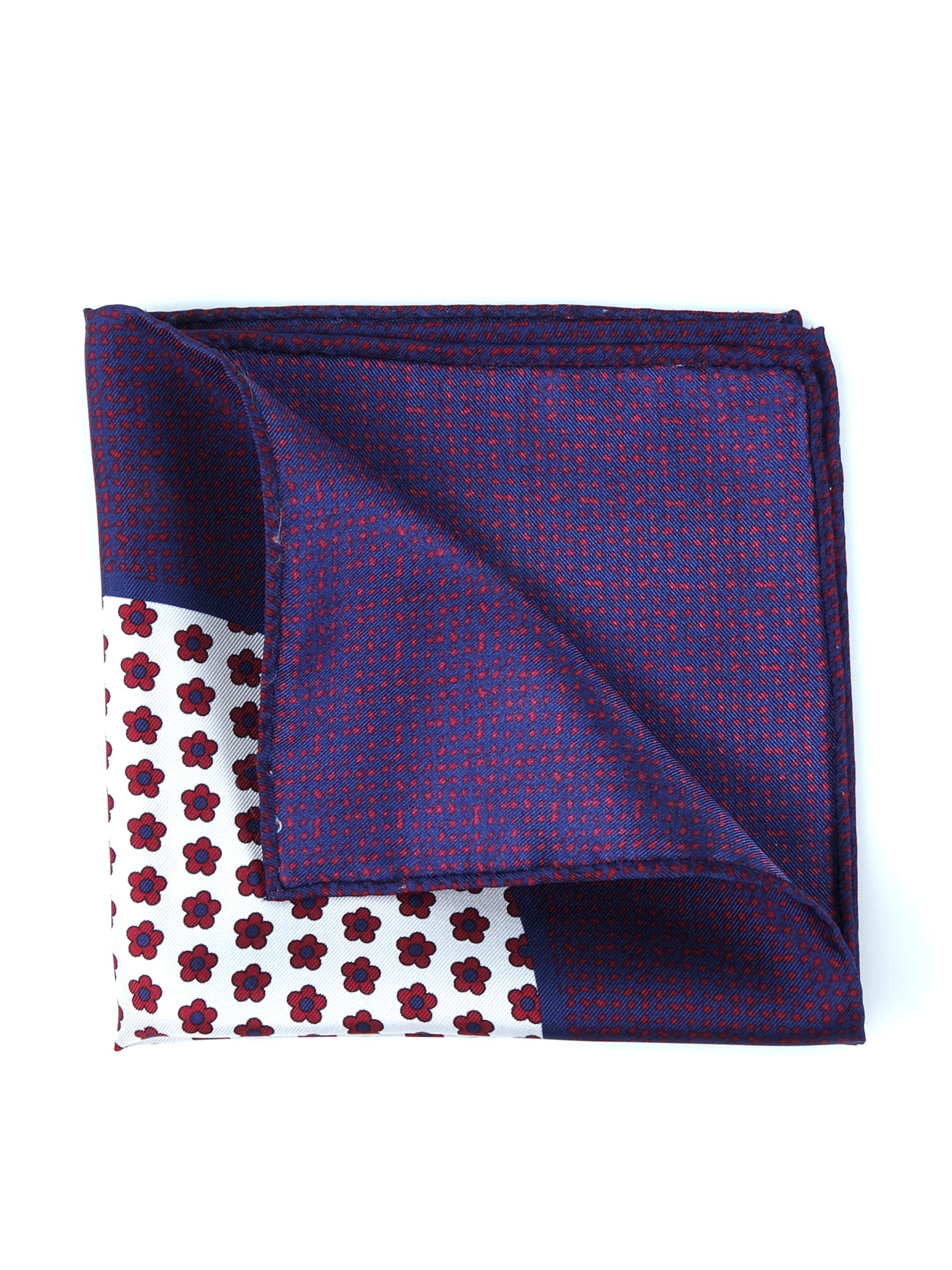 NETTUNO red printed silk pocket square