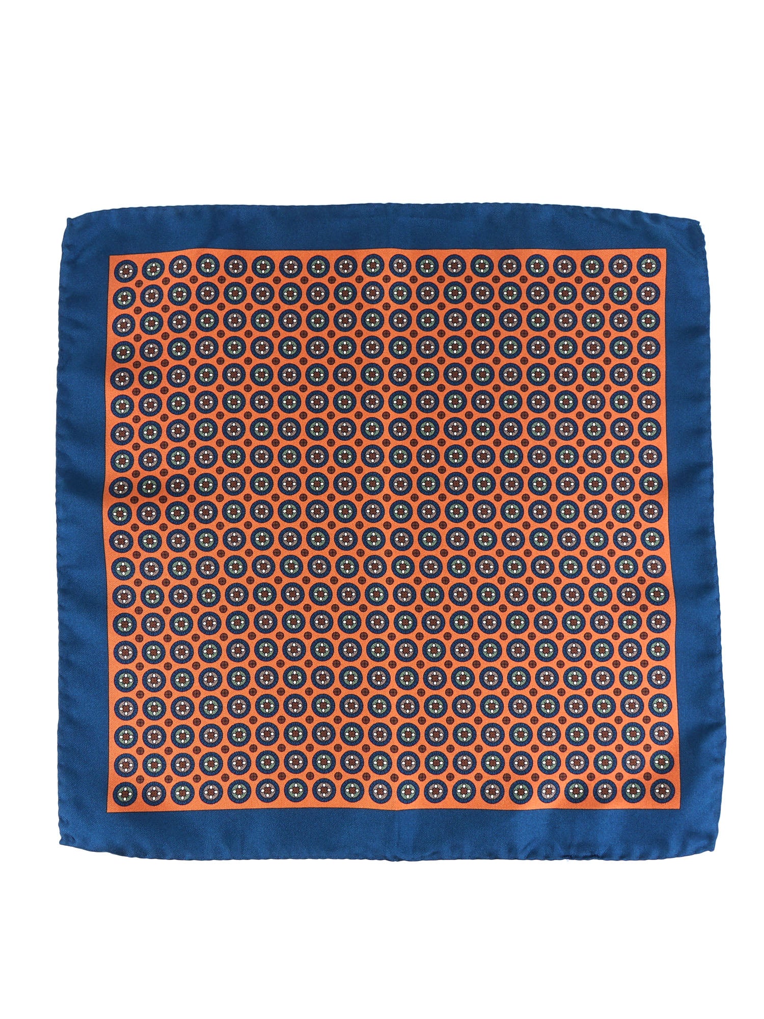 RAFFY Printed Silk Orange Pocket Square