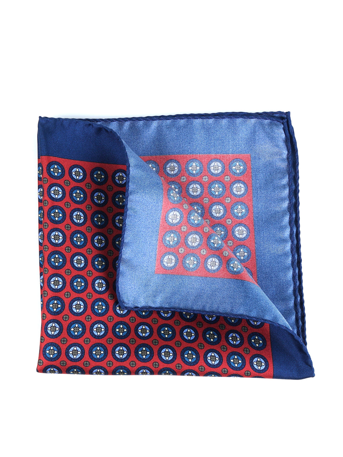 RAFFY red printed silk pocket square