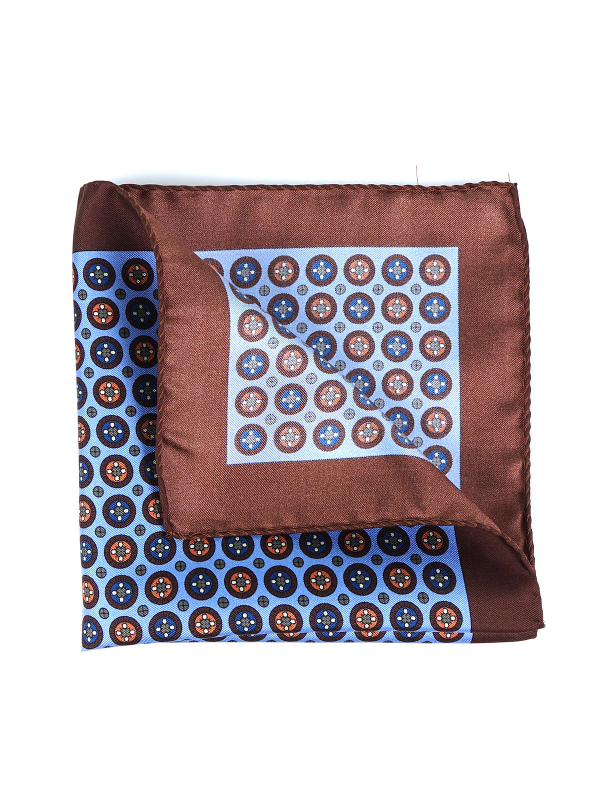 Light blue RAFFY printed silk pocket square