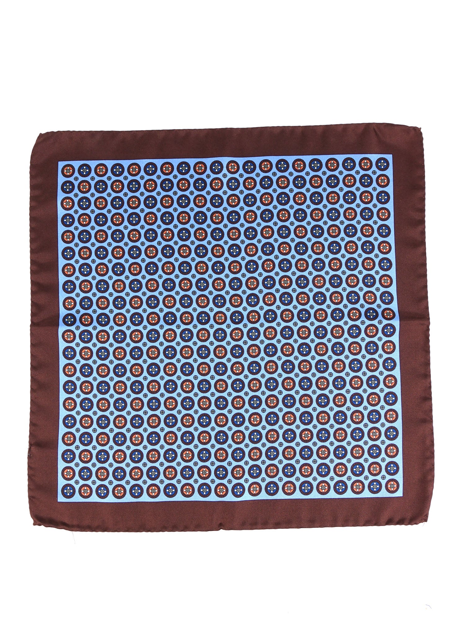 Light blue RAFFY printed silk pocket square