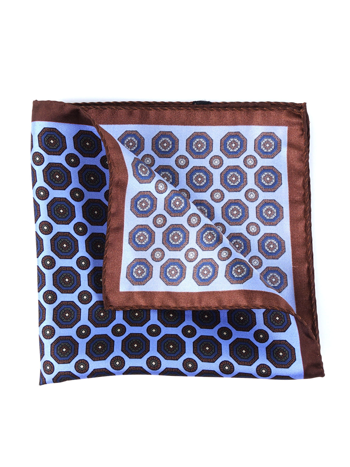 NINETTA light blue printed silk pocket square