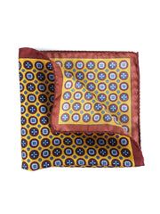 RAFFY yellow printed silk pocket square