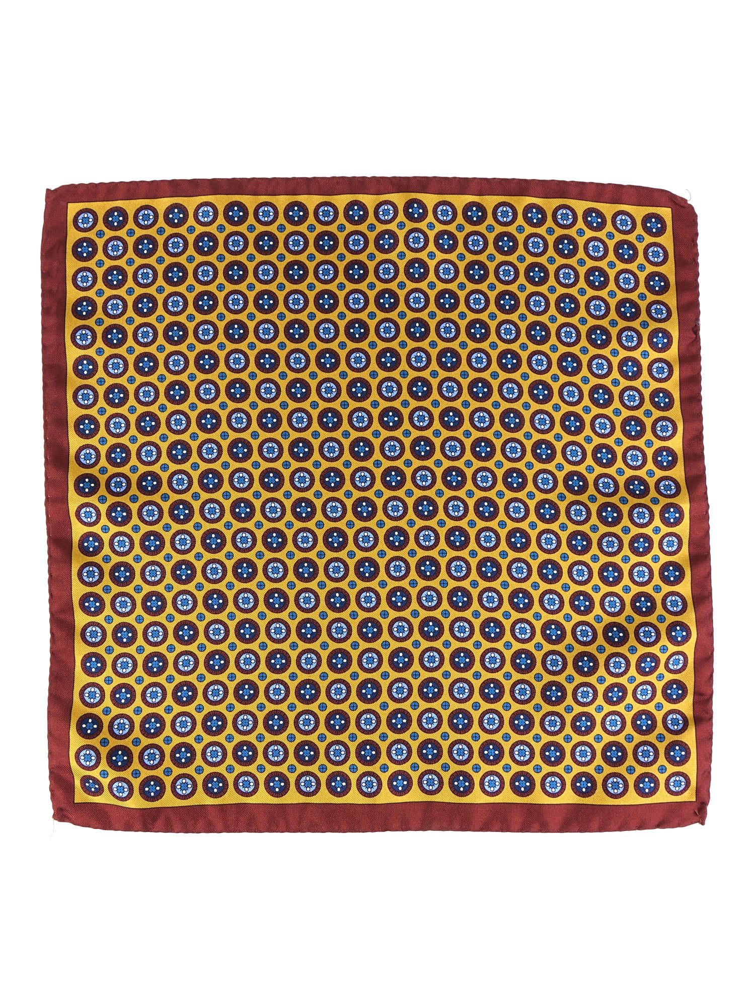 RAFFY yellow printed silk pocket square