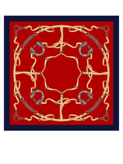 Red scarf 90x90cm in printed silk REINS