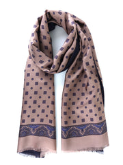 Beige doubled scarf in silk/wool ROBERT