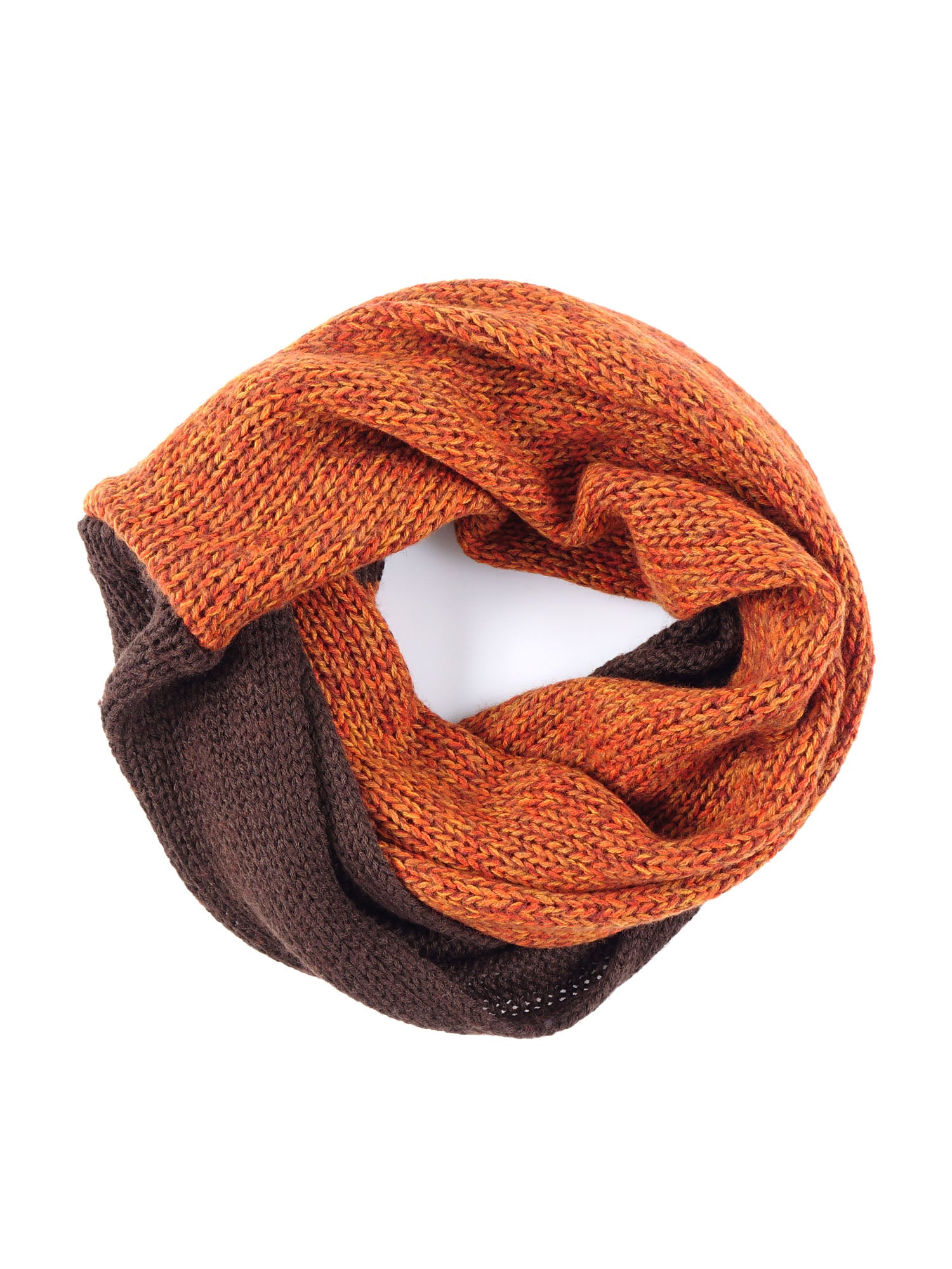 Orange infinity scarf in wool/acrylic MAGLIO