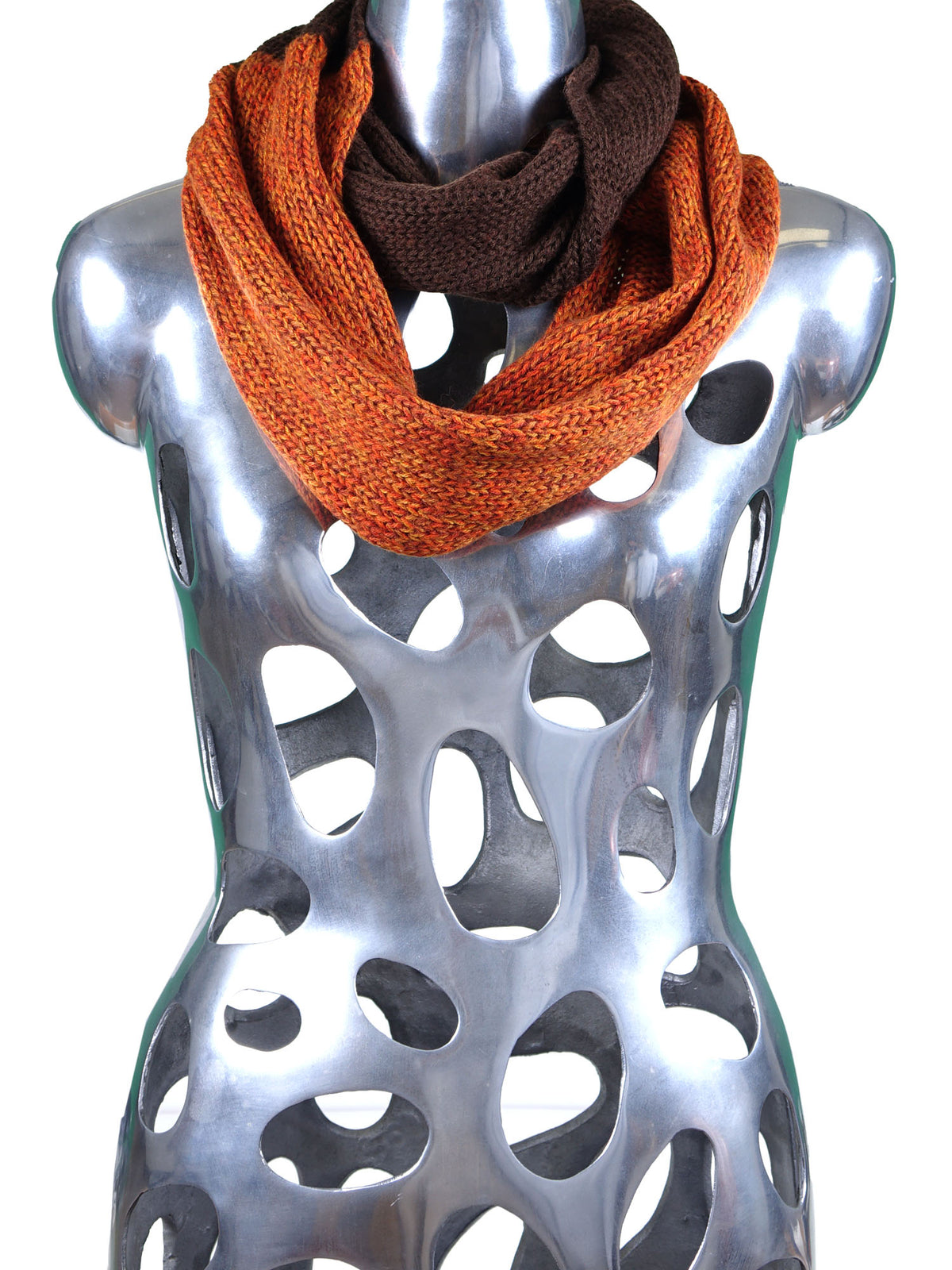 Orange infinity scarf in wool/acrylic MAGLIO