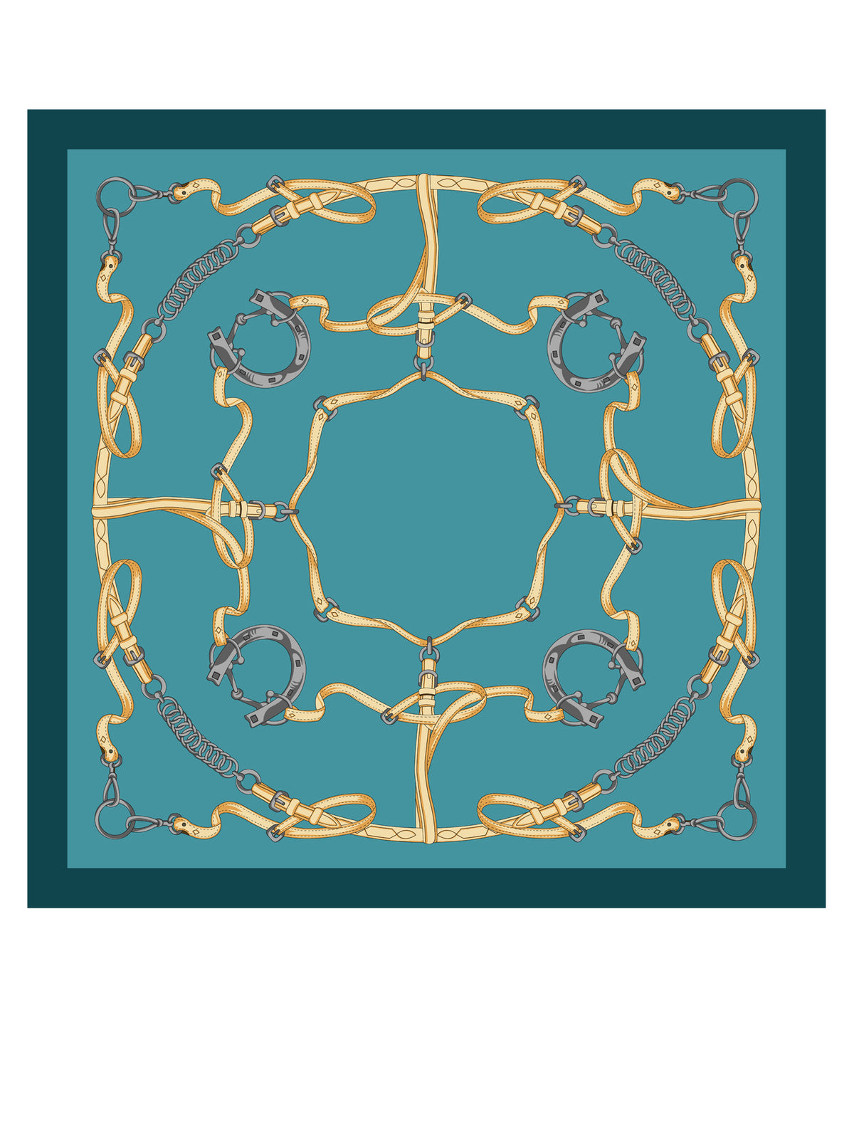 Turquoise scarf 90x90cm in REINS printed silk