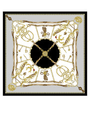 Foulard bianco 90x90cm in seta stampata GOOD LUCK