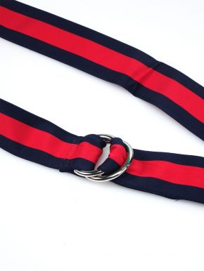 Nautical Navy Anchor and Red Seersucker Fabric D-Ring Belt – No27inc