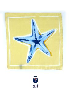 Yellow linen pocket square STAR
