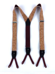 Natural cork braces with replaceable laces and clips